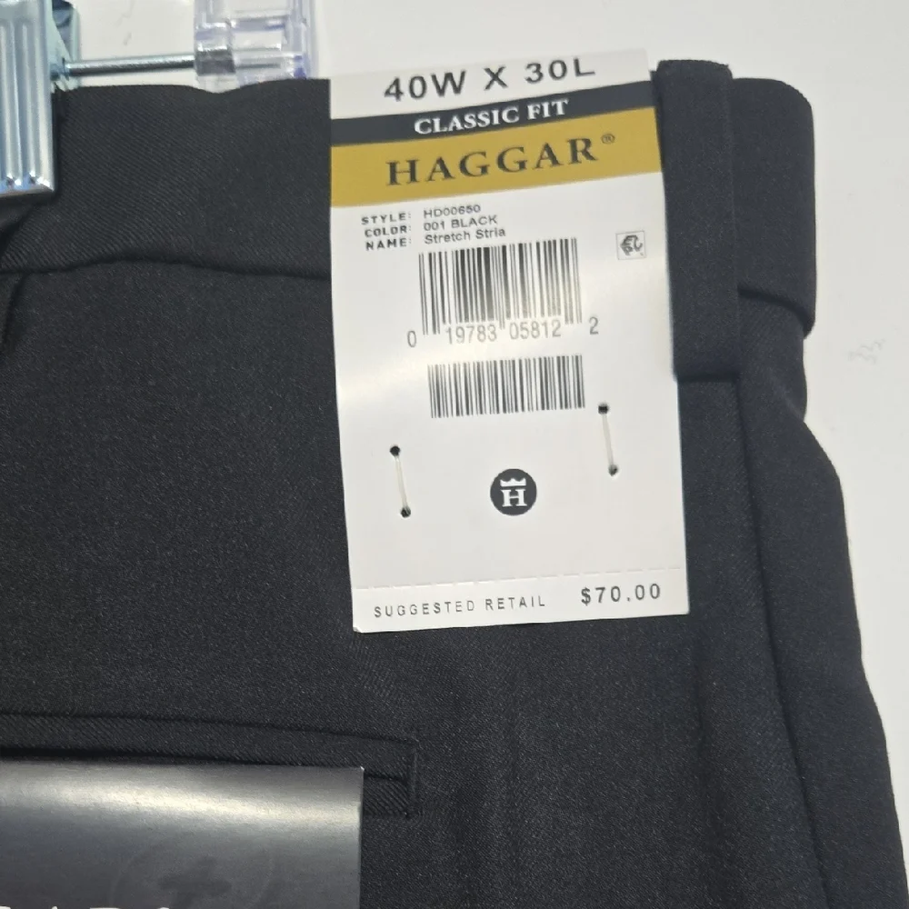 Men's Haggar Black Dress Pants Classic Straight-Leg‎